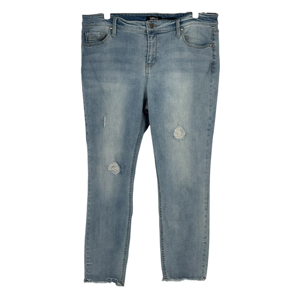 Buffalo David Bitton Jess Skinny‎ Jeans Light Wash Rip & Repair Distressed 14/34